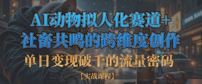 单日变现破千的流量密码,AI动物拟人化赛道+社畜共鸣的跨维度创作-轻创终点站